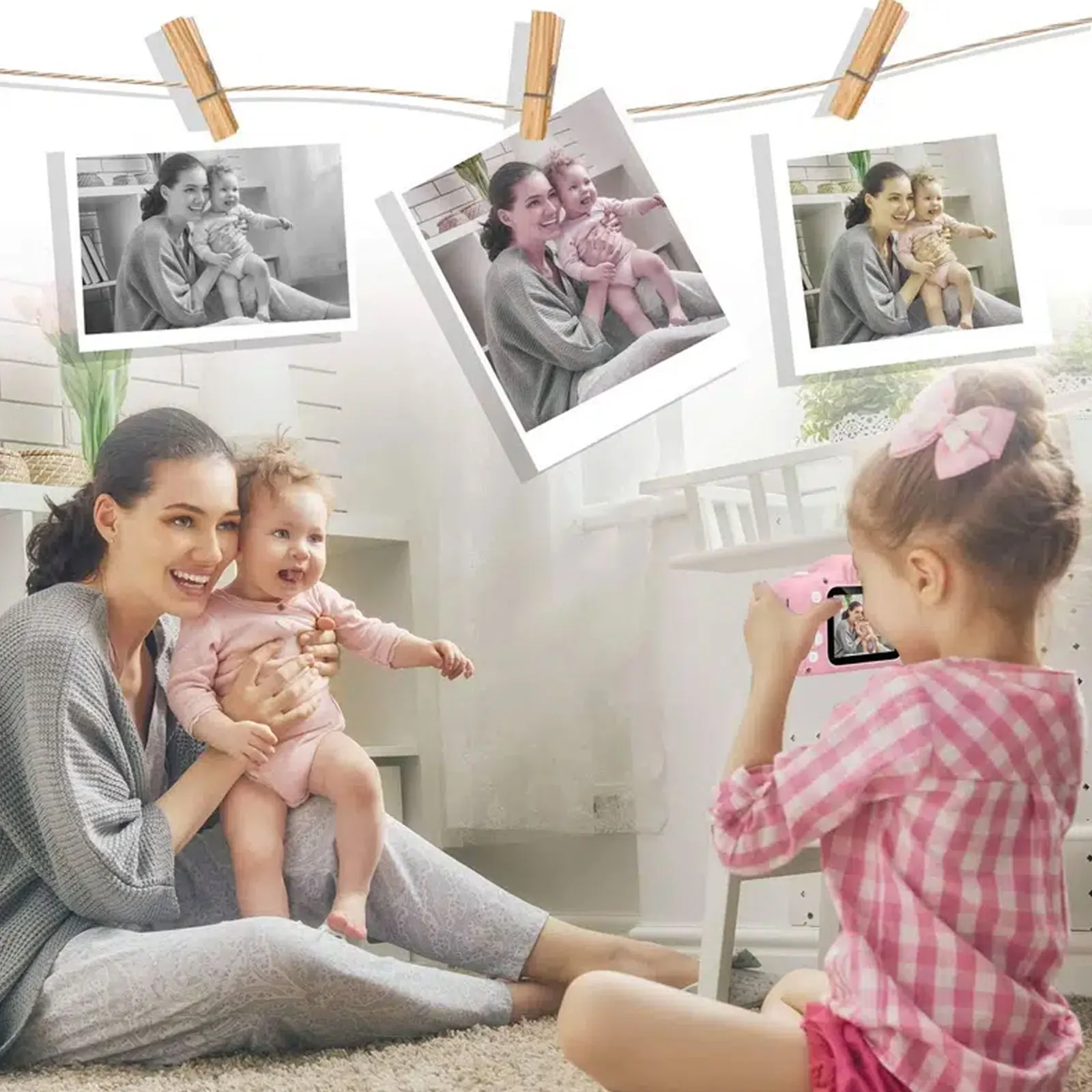 1080P Kids Digital Camera, Color Toy Kids Rechargeable Camera With 2 Inch Screen 8MP with32GB Card