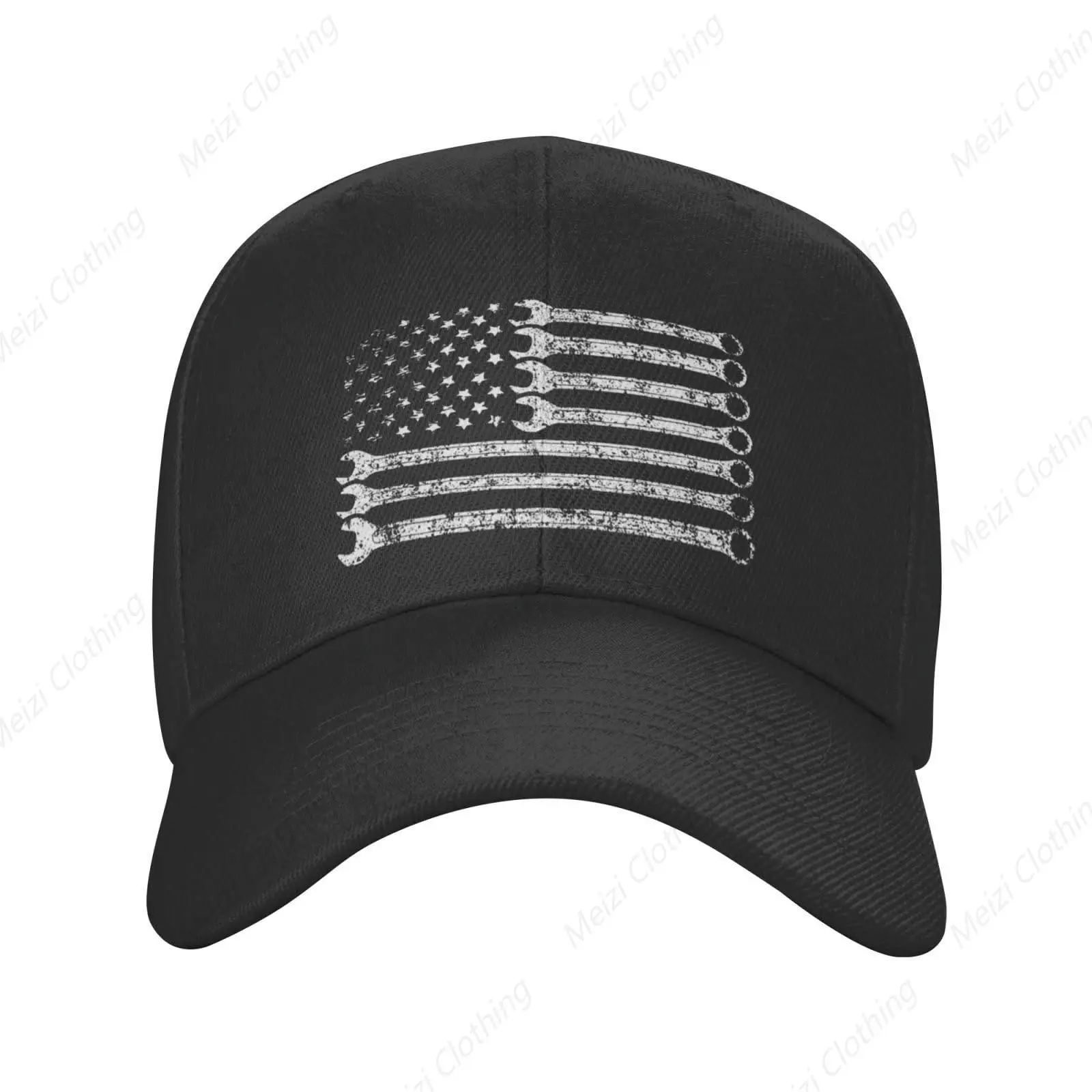 Wrench print American flag pattern baseball cap adjustable outdoor sports cap worker's and man's truck dad hats