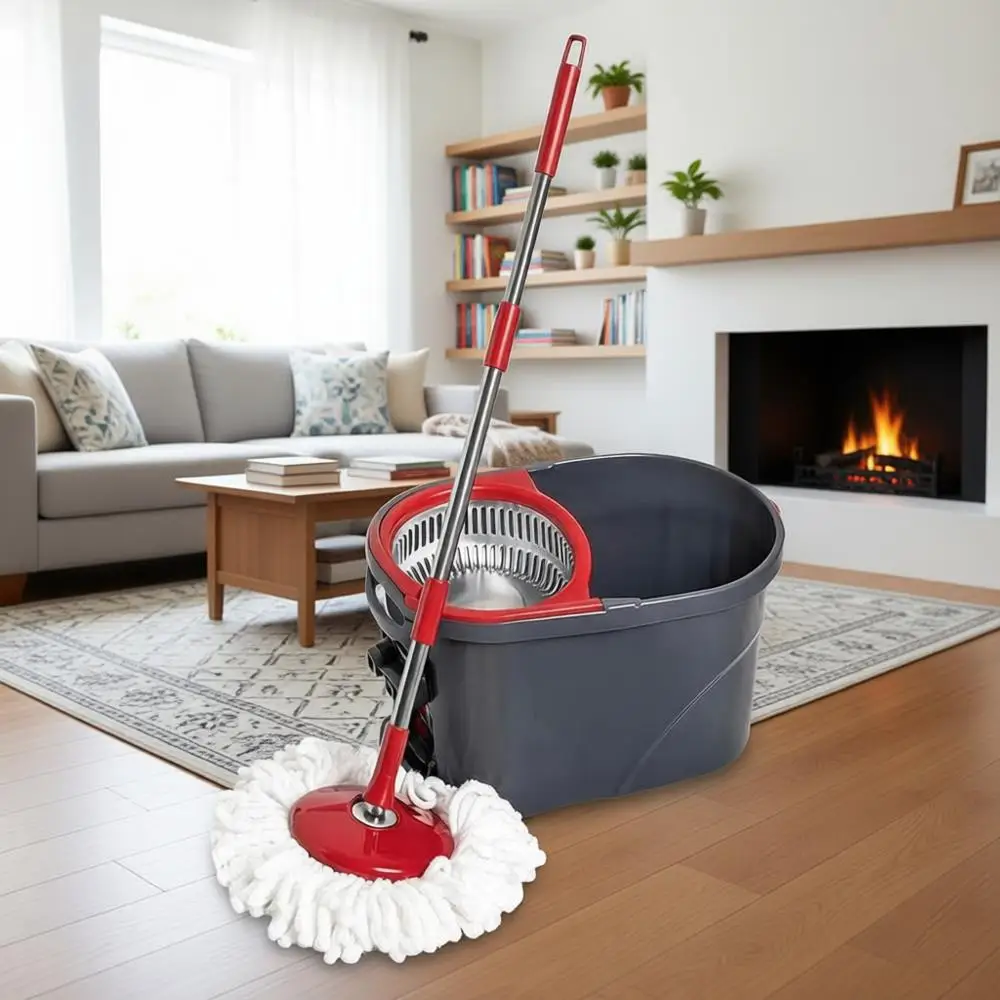 

Microfiber Spin Mop System with 3 Reusable Mop Heads, Red/Gray and Red/Black