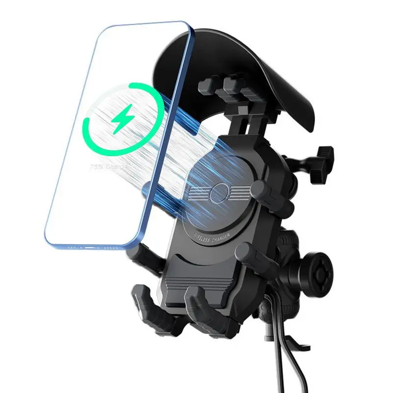 

Phone Mount For Motorcycle Handlebars Fast Charging Motorcycle Wireless Charger Phone Holder Anti-Theft Adjustable Ebike Phone