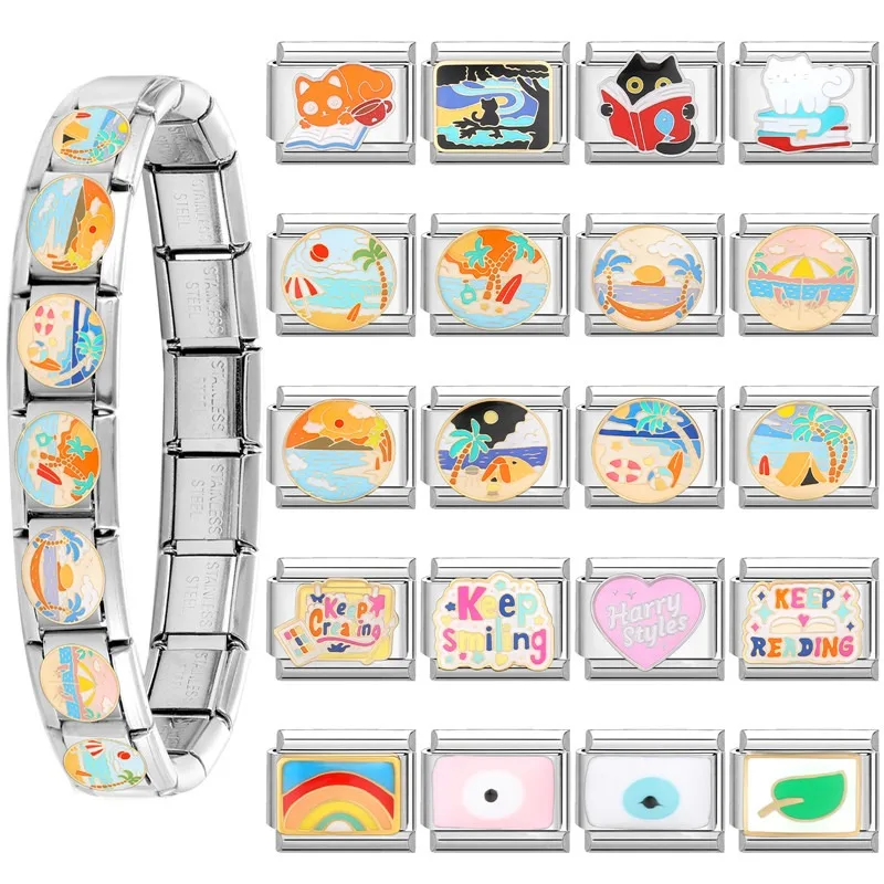 جديد رومانسية سحر نهر الجبال الغروب الإيطالية سحر الروابط صالح 9 مللي متر سوار الفولاذ المقاوم للصدأ DIY بها بنفسك صنع المجوهرات بالجملة #2