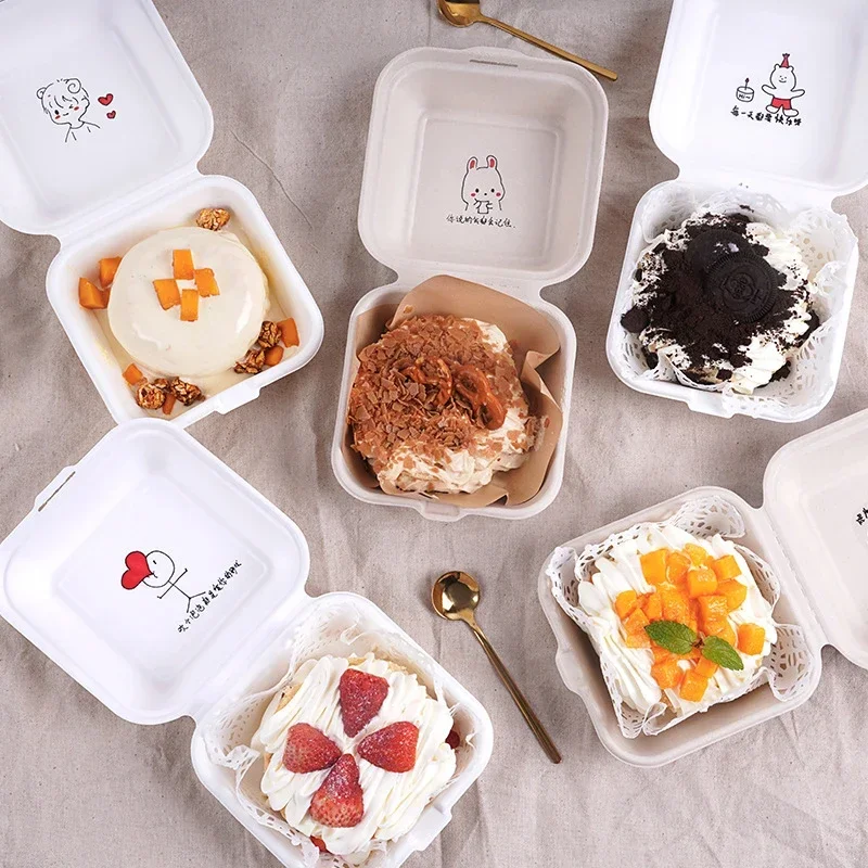 1PC Disposable Bento Lunch Box Baking Cak Food Containers Dessert Microwavable Lunchbox Environmental Protection Snack Boxes