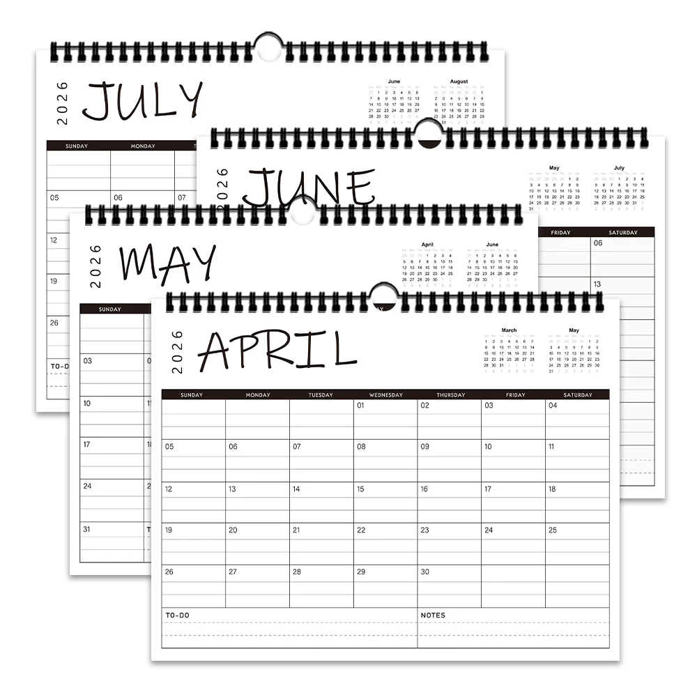 1 قطعة تقويم حائط 2026، تقويم بسيط باللونين الأبيض والأسود، مخطط شهري لمدة 12 شهرًا، هدية مثالية لأعياد الميلاد وأعياد الميلاد وعيد الميلاد #5