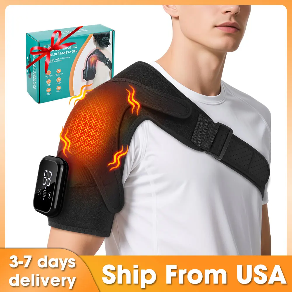 

Электрический массажный пояс для плеч, 3-уровневый регулируемый подогрев, вибрация, поддержка плеч, бандаж, накладка для массажа, релаксация, беспроводная