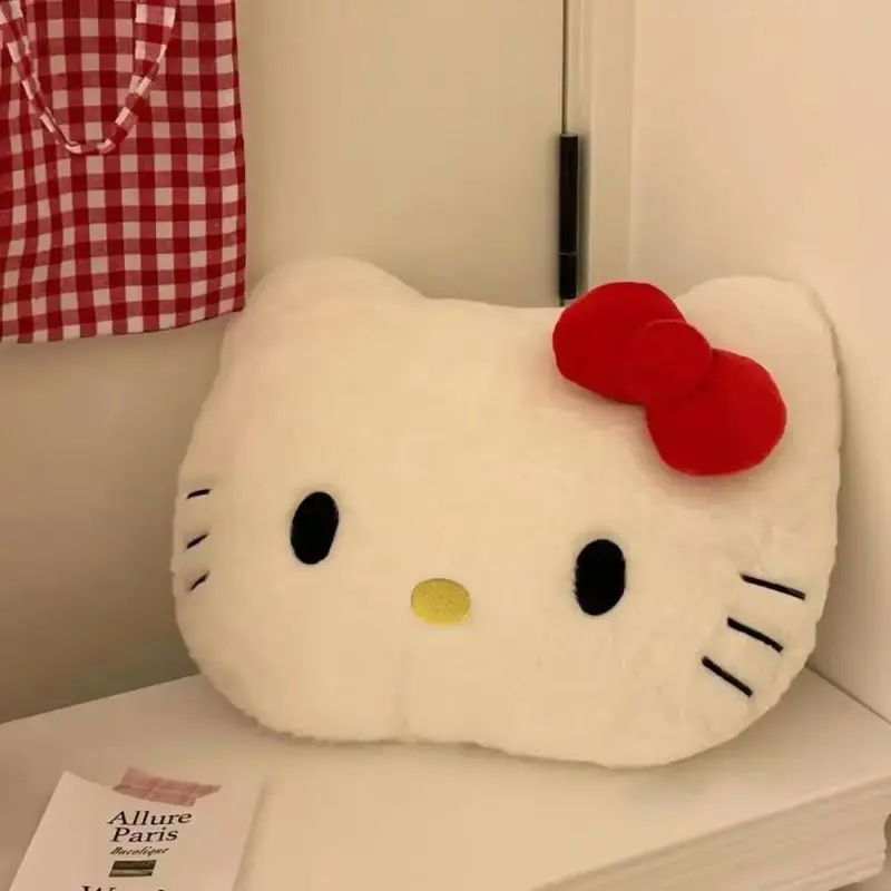 Hot Hello Kitty imbottito cuscino Kawaii Kitty Cat testa grande divano cuscino da comodino bambola di pezza morbida cuscino per pisolino regali di Natale