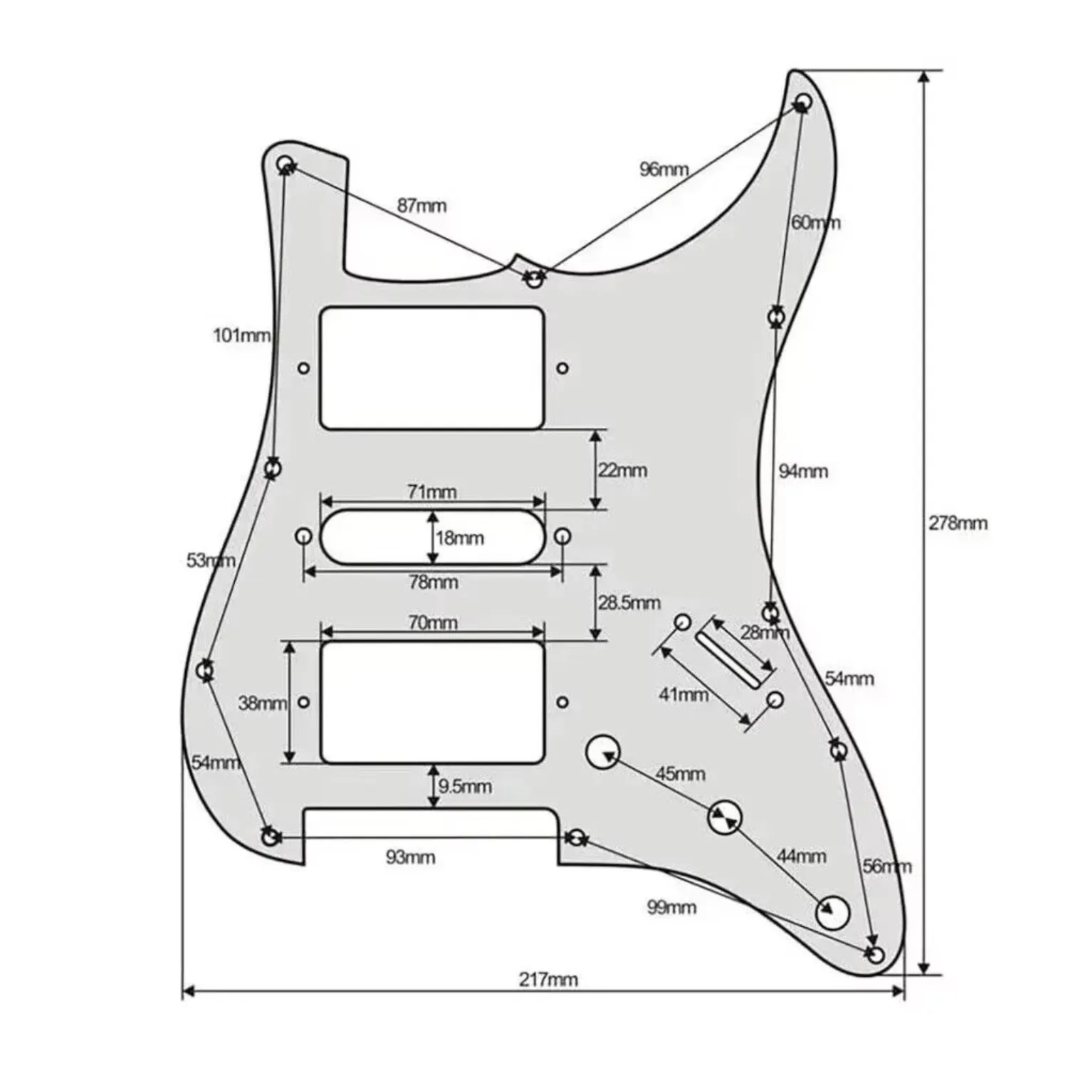 Pickguard محملة مسبقًا مع تقسيم الملف ألنيكو 5 هامبوكر التقاطات لقطع غيار الجيتار الكهربائي ST