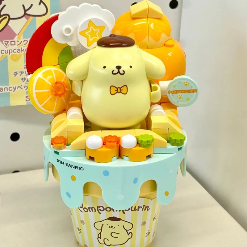 New Keeppley Sanrio Building Blocks Hello Kitty Kuromi Pochacco Cinnamoroll Ice Cream Cone Splicing Model Toy Ornaments Gift