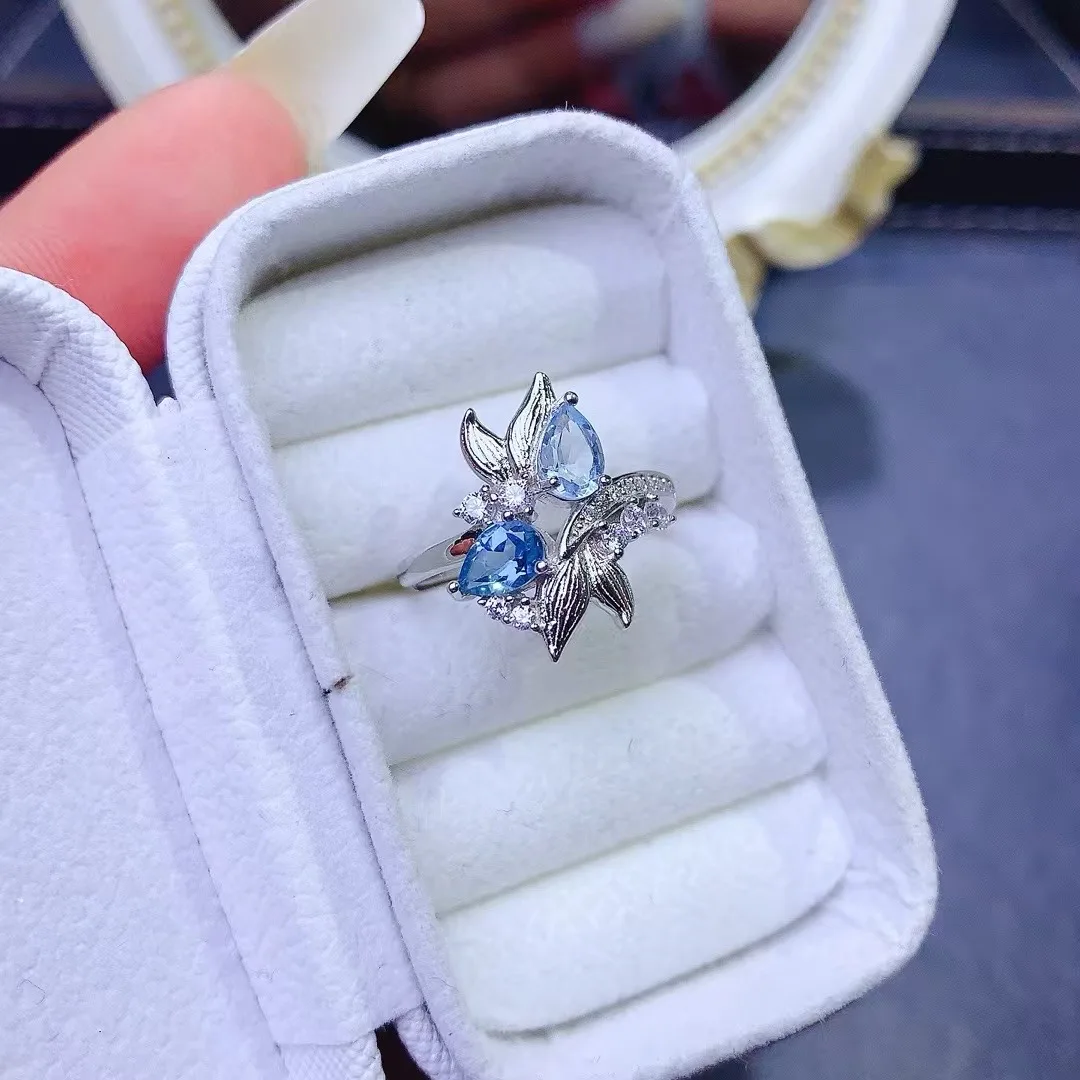 KJJEAXCMY High End Women's Ring Natural Topaz S925 Silver with Electroplating Boasting High Clarity Full Brilliance  Gift