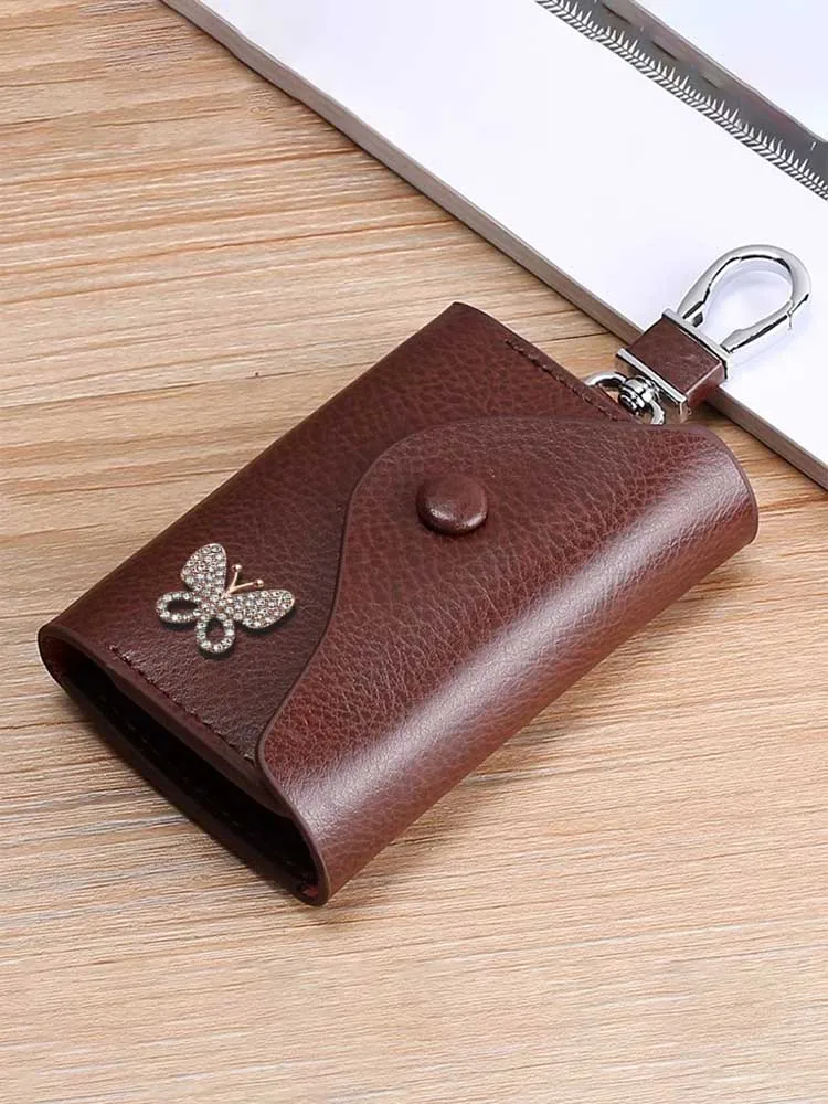 Key Wallets in PU Comes with a Car Keychain Eye-Catching Decor Necklace