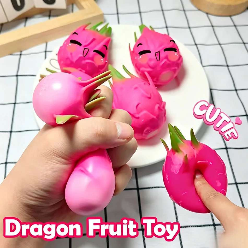 2026 New Handmade Soft Squishy Dragon Fruit Stress Ball Squeeze Toy, Squishy Fidget Ball, ASMR Sensory Stress Relief Toy