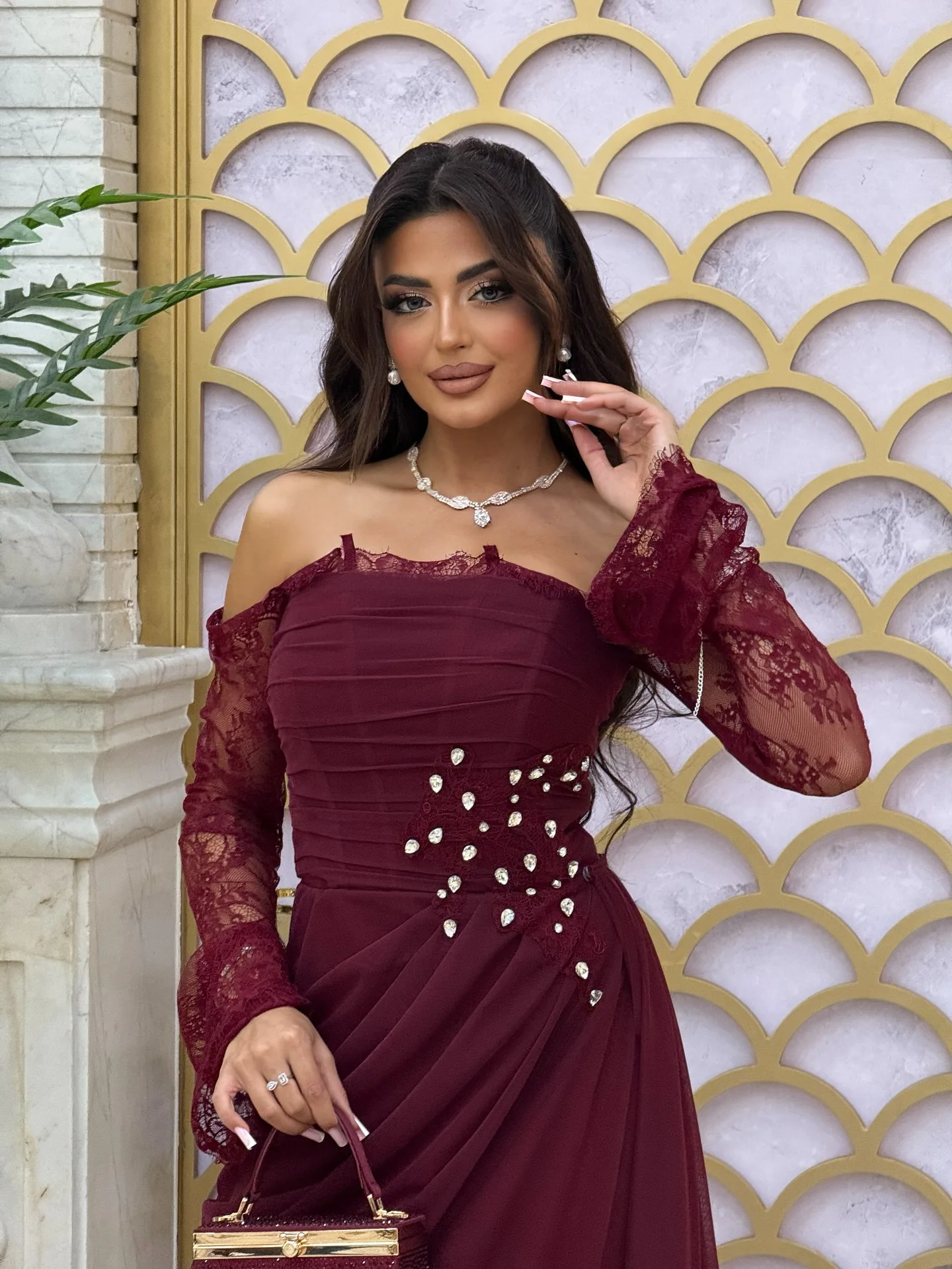 Платье Вечернее Elegant Women's Dresses for Wedding Party Paste the Diamond Customized Women's Evening Dress فساتين سهرة 2026