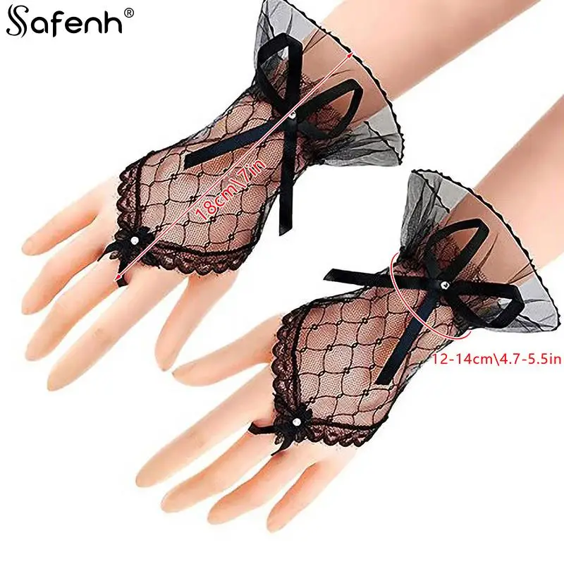 

Sexy Fishnet Mesh Lace Party Gloves Stretchy Sexy Lace Short Tulle Mittens Lotus Leaf Sheers Elegant Lady Cosplay Accessories