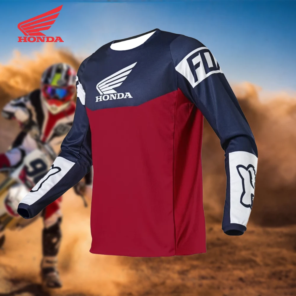 هوندا مطبوعة على الطرق الوعرة الكلاسيكية دراجة نارية دراجة هوائية جبلية جيرسي سباق تي شيرت رياضي يوميا تنفس العرق فتل سريعة جيرسي