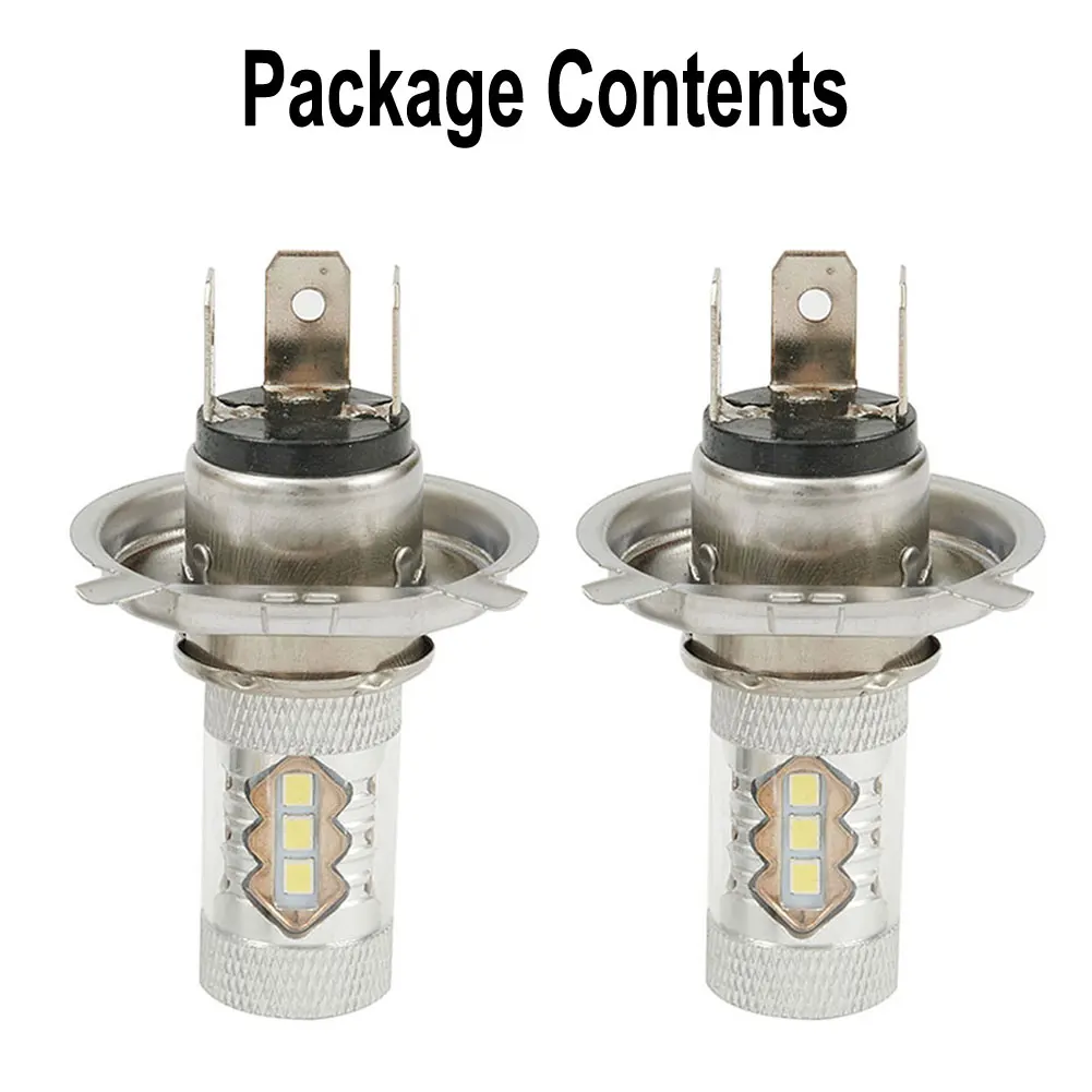 

2PCS 3030 16LED 80W H4 Bulb 6000K White Super Bright High-power Car Fog Light Driving DRL Car Light Motorcycle Modified Light