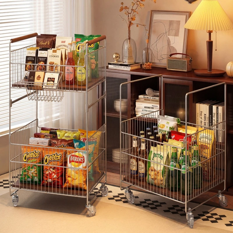 Used small cart storage rack, coffee table, living room home mobile sofa side table