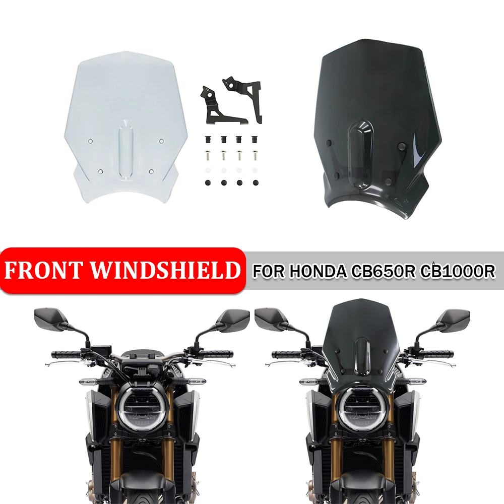 

For Honda CB650R CB1000R CB650 CB1000 R 2018 2019 2020 2021 Motorcycle Wind Screen Fairing Windshield With Mounting Bracket Kits