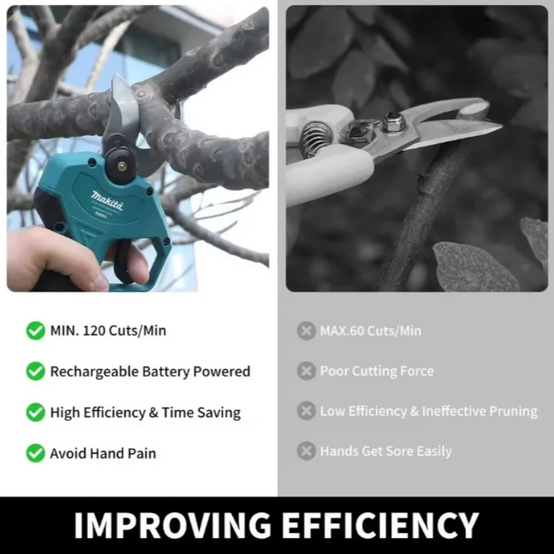 Makita 18V Brushless Cordless Pruning Shears:Perfect Tool for Easy and Accurate Fruit Tree&Branch Trimming in Gardens
