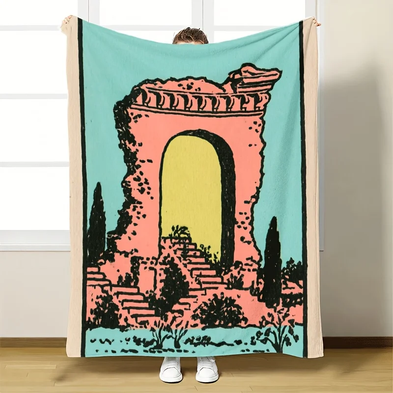 Vintage Mediterranean Greek Ruins Art Boho Throw Blanket Large Decorative Quilt 150x200cm