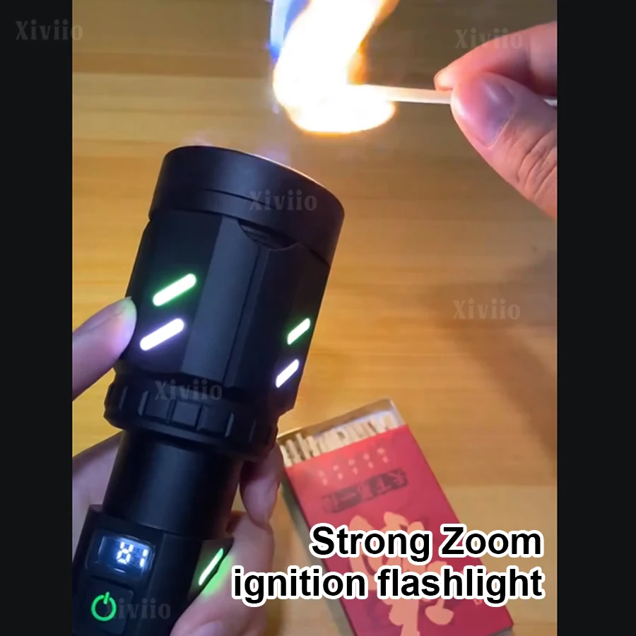 

High Power Flashlight Concentrating Ignition Flashlight Rechargeable Tactical Lamp Outdoor Self Defense Camping Adventure Torch