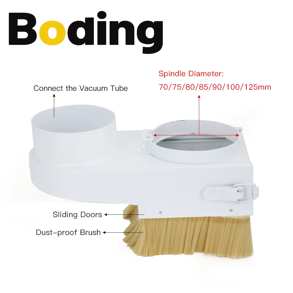 BODING CNC Milling Machine Dust Cover Brush Diameter 70mm-125mm Dust Collection For CNC Spindle Motor Milling Machine Router