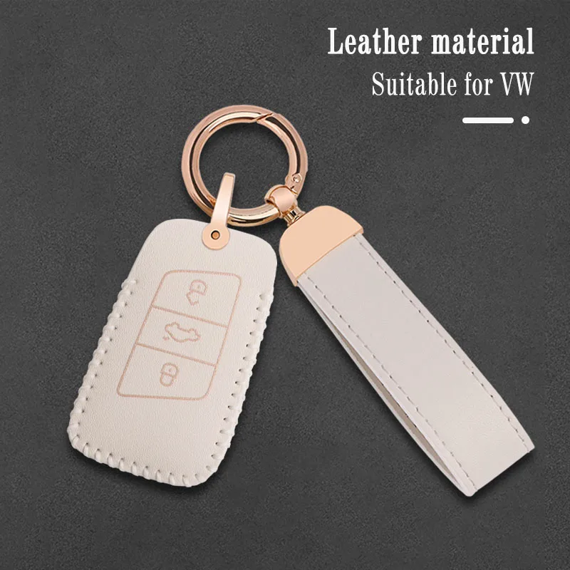 

Leather Car Remote Key Case Cover Fob for Volkswagen VW Magotan Passat B8 For Skoda Kodiaq Superb A7 Protector Shell Accessories