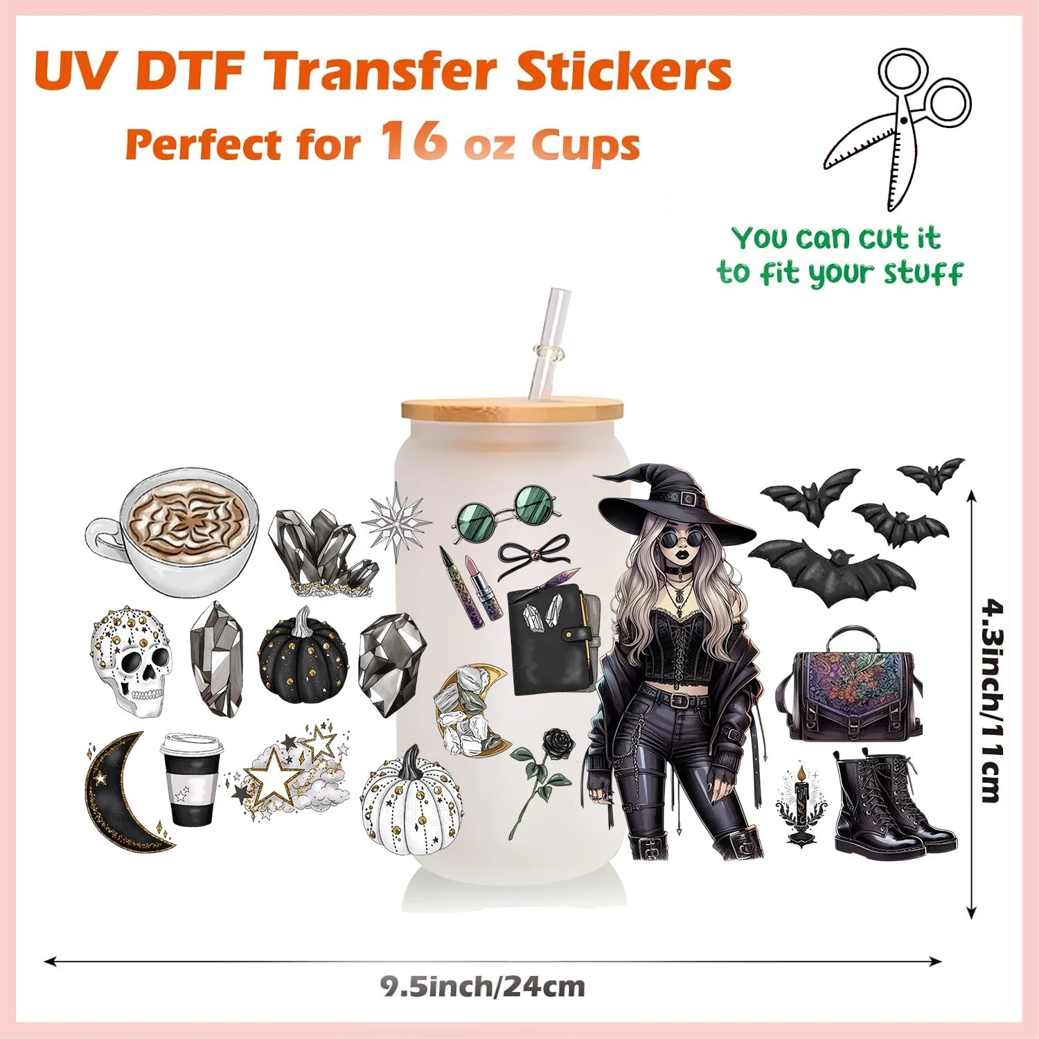 Girl`s Daily OOTD Clipart 3D Transfer Sticker Uv Dtf Cup Wrap Sticker For 16oz Cup Women Clipart Collection DIY Sticker Gift