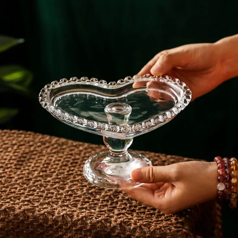 Nordic Style Glass Cake Stand with Pedestal, Elegant Dessert Plate for Afternoon Tea Party, Modern Snack Fruit Serving Tray