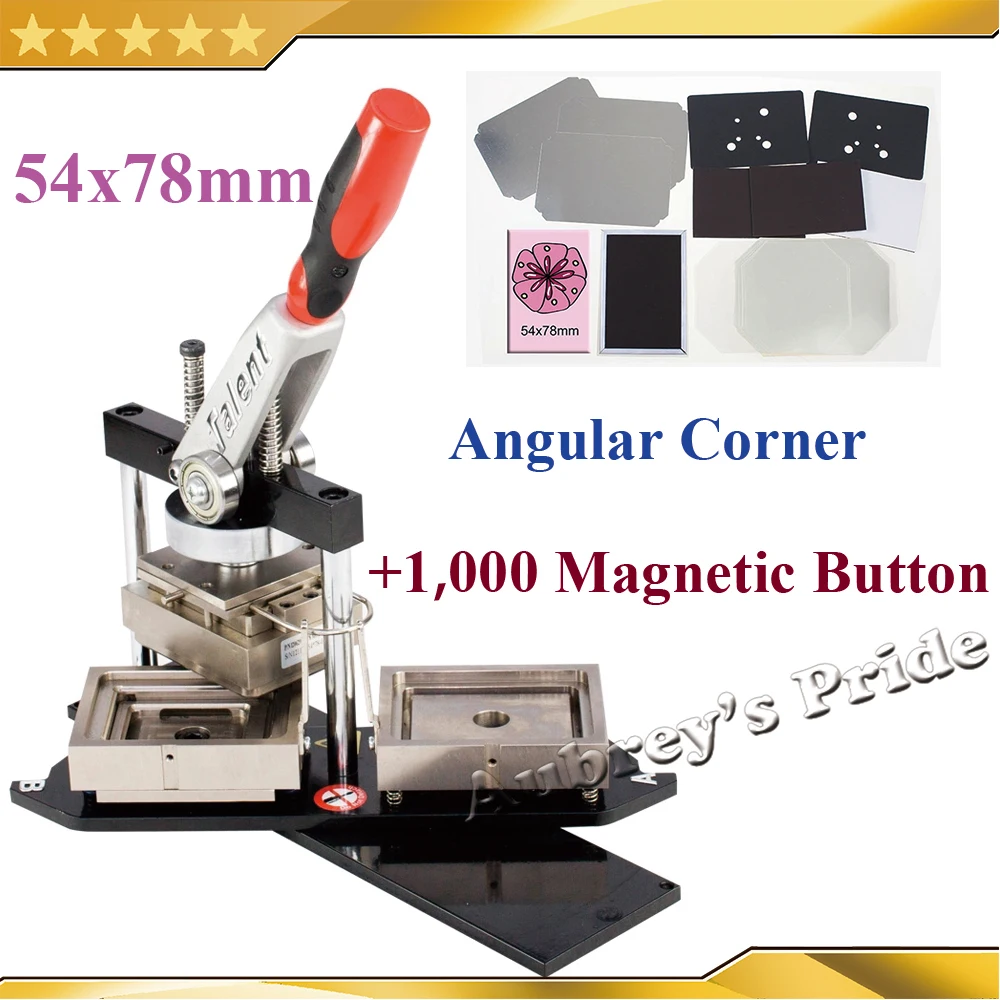 N4 Angular Corner 54x78mm Rectangular Button Maker Badge Making Machine Plus Mold+ 1,000 Sets Fridge Magnet