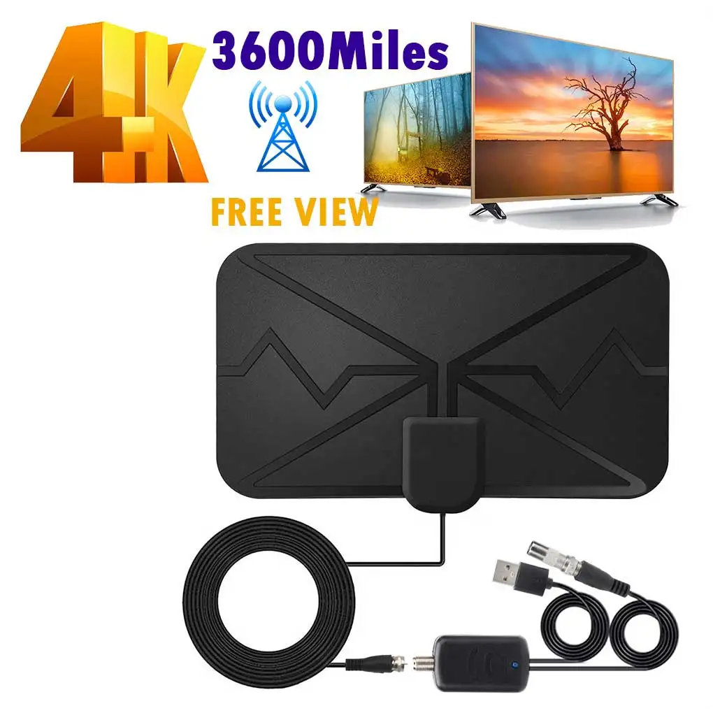 HD TV Antenna Flat Design 3600 Miles 4K Digital Aerial Amplifier Weather Forecast Antennas Television Accessories