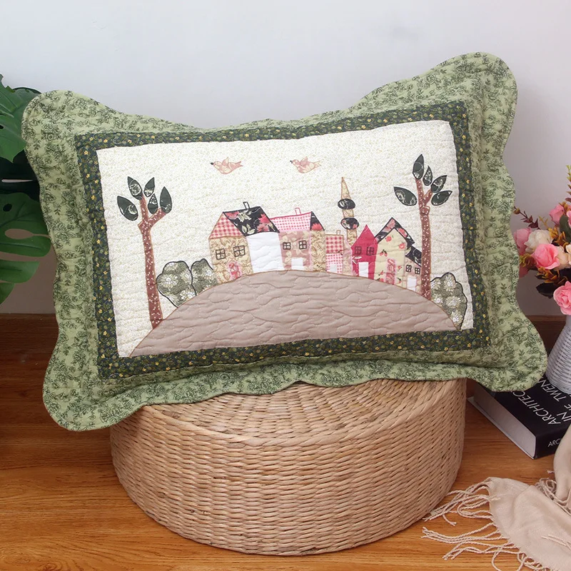 Rural Style Cotton Single Pillowcase 40x60 Fashion Bed Quilted Fabric Throw Pillowcase Cover Cartoon Flower Print Cushion Cover