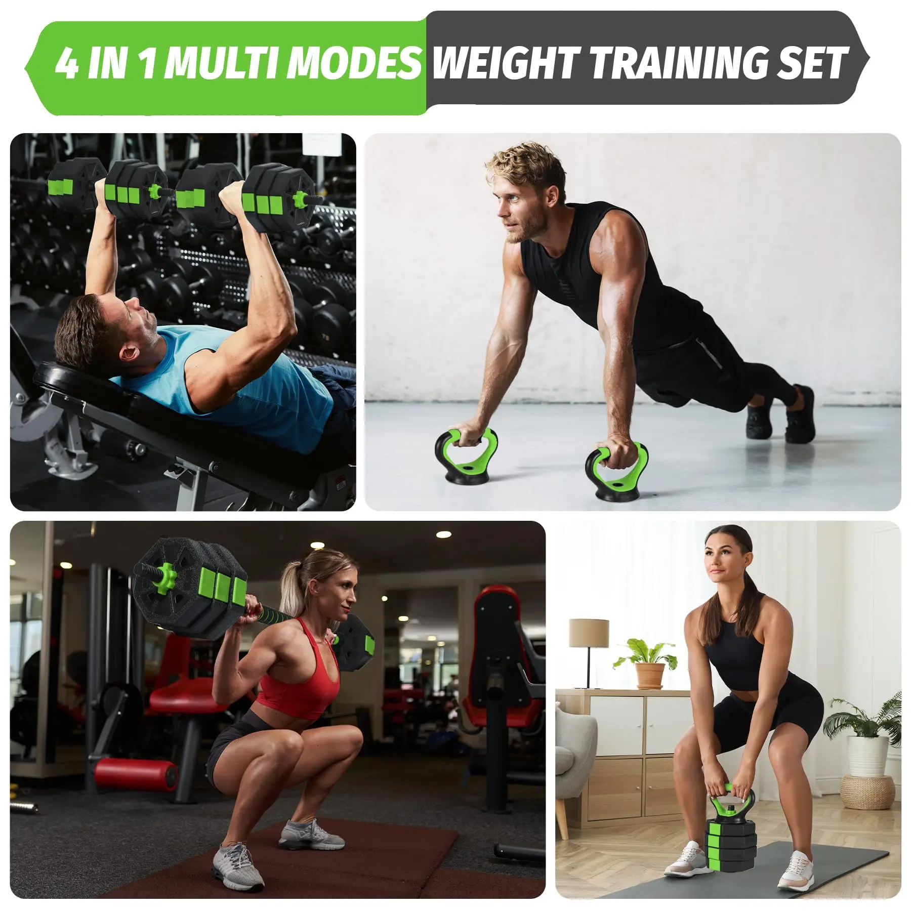 3 In 1 Octagonal Adjustable Dumbbell Set, 44/88LBSFree Weights Dumbbells with Anti-Slip Handle, Versatile Dumbbells Set of 2 with Connector for Home Gym Men & Women