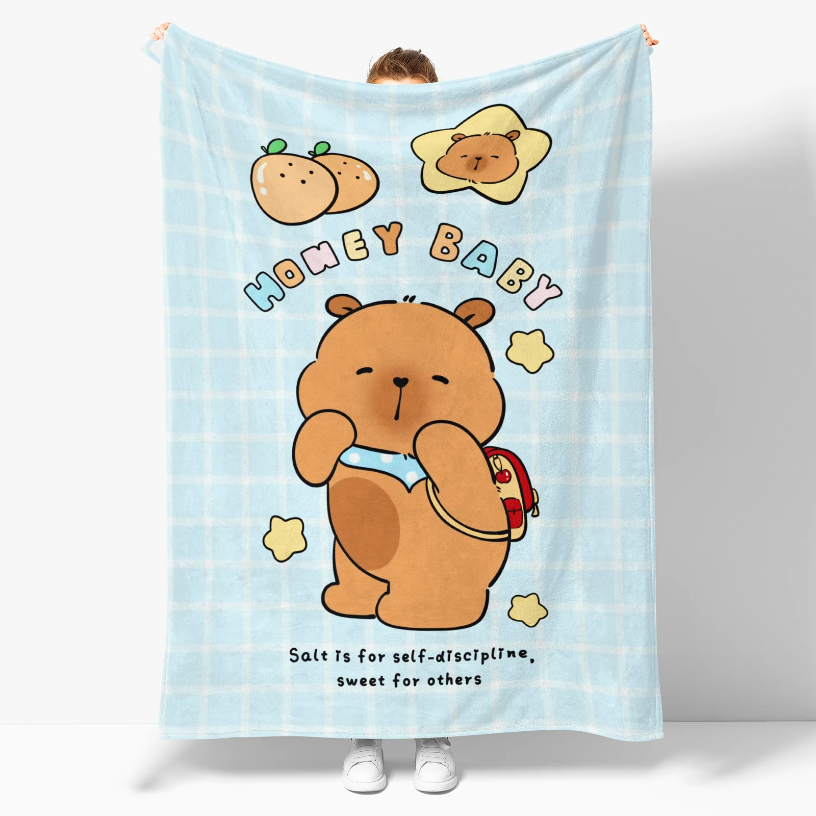 

2025 new stylish plush blanket. Cartoon bear plush blanket. Nap blanket. Soft and cozy flannel blanket. Birthday gift.