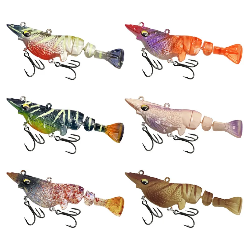 Luya BaitVIBMulti-Gram Heavy Shrimp Segmented Fiber Tail Boxed Submerged Multi-Section Shrimp Hard Bait Fishing Tackle Wholesale