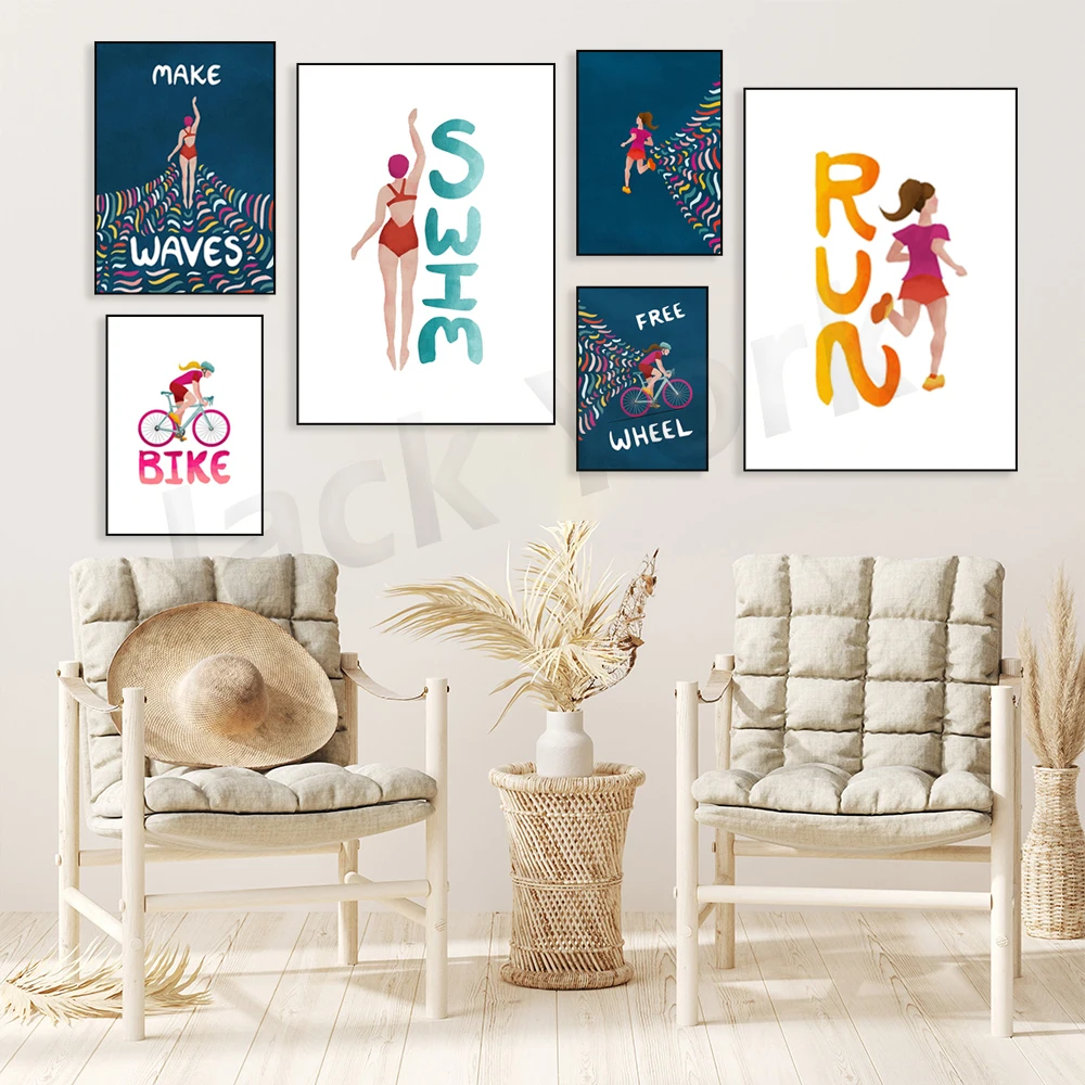 

Triathlon Art Prints, Swimmer, Cyclist, Runner, Triathlete Gift Set Ideas, Swim Cycle Run, Triathlon Prints, Female Athlete Gift