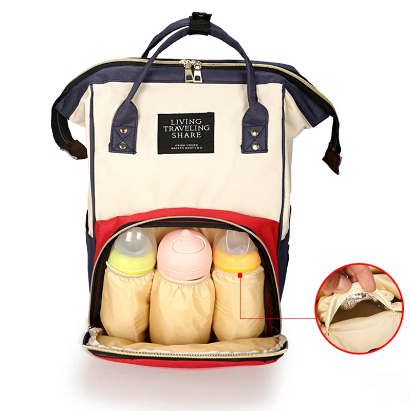 Canvas Mummy Bag Large Capacity Storage Backpack Baby Bottle Insulation Storage Bag Mummy Bag Diaper Organize Backpacks New