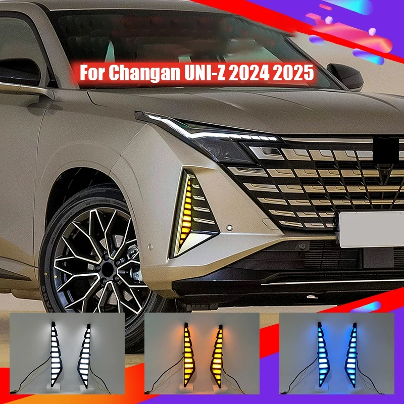 For Changan UNI-Z 2024 2025 Tri color daytime running light assembly LED flow fog light assembly