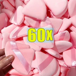 1-60pcs Triangle Velvet Powder Puff Soft Washable Sponge Black Pink Cosmetic Puffs Loose Powder Facial Beauty Makeup Accessories