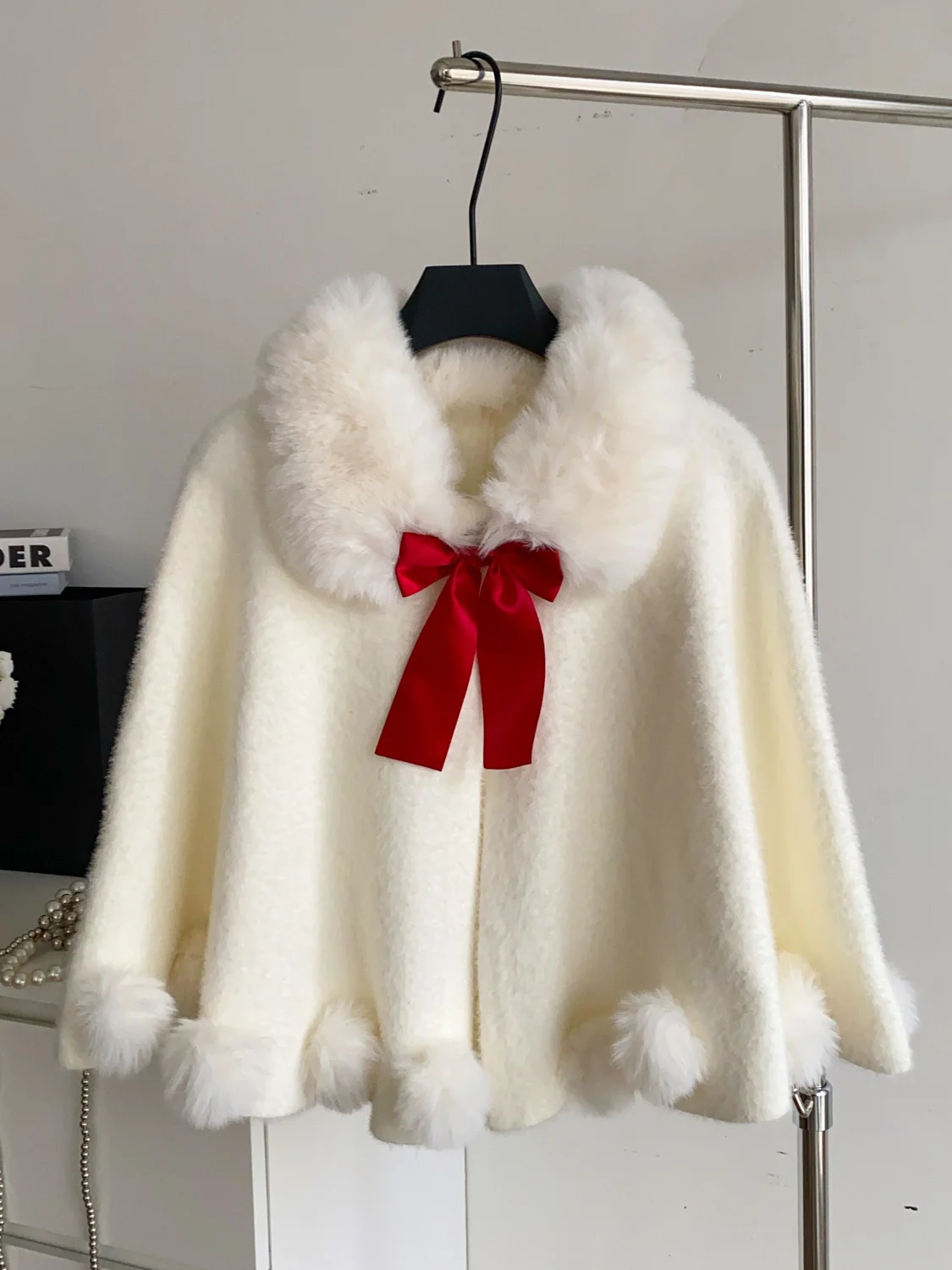 

Ele Knot Fur Collar Splicing Coat Women's Loose Winter Cowl Ne Sweater Commute Sle Pure Color Long Sve