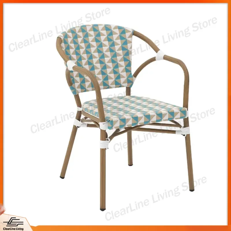 Modern French Rattan Dining Chair Outdoor Garden Furniture European Bistro Chairs Wicker Patio Seat Customizable Cheap Home