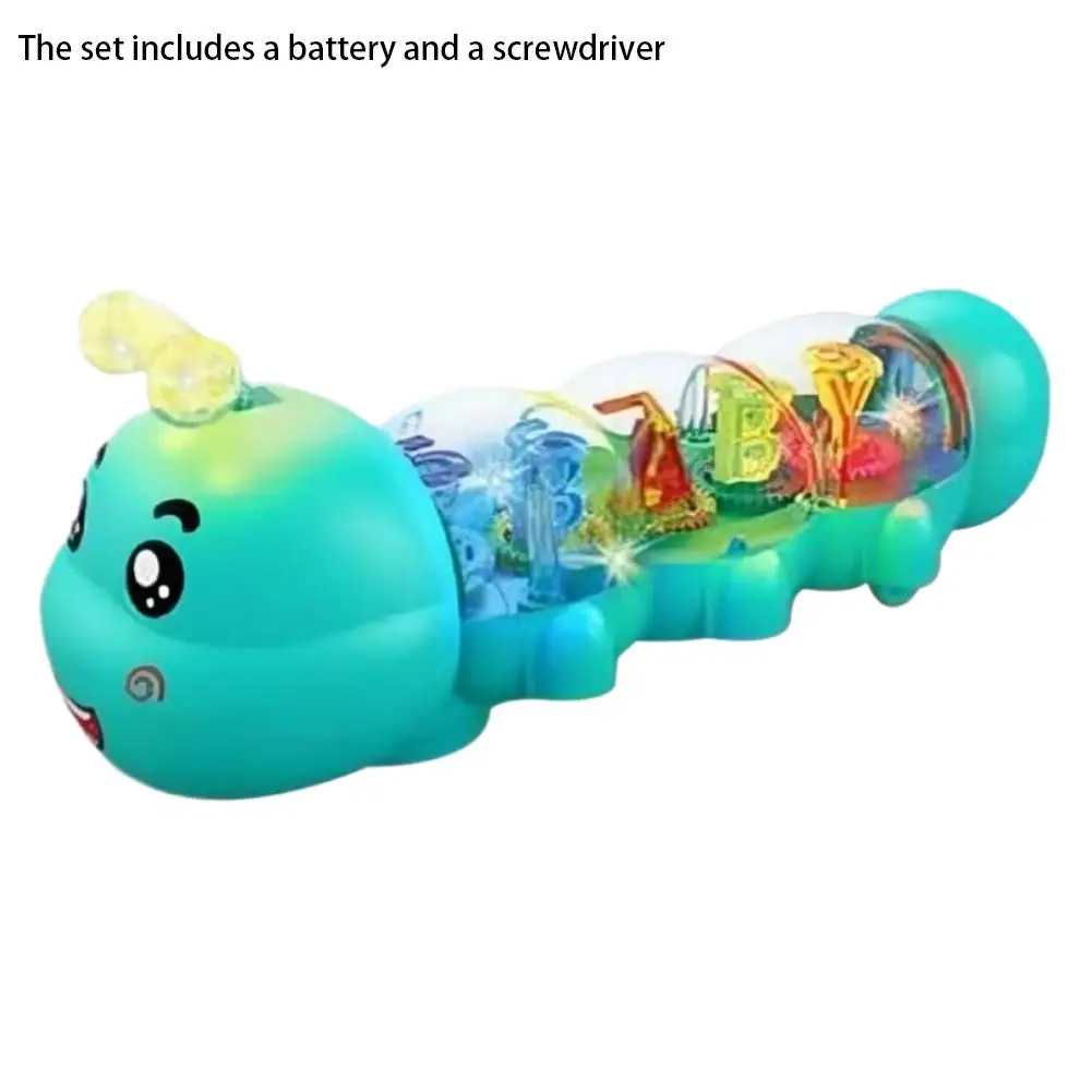 ของเล่นหนอนน้อยน่ารักสำหรับเด็กคลาน มีไฟ มีเสียงเพลง ขับเคลื่อนอัตโนมัติ ดีไซน์ตัวอักษรและตัวเลข ของเล่นเสริมพัฒนาการแบบอินเทอร์แอคทีฟ