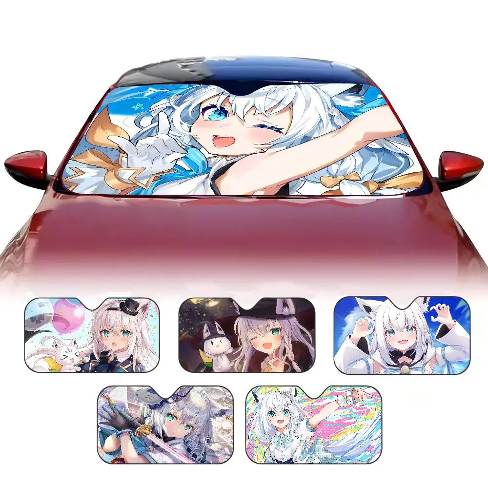 Shirakami Fubuki Sunshade Windscreen Fold-up Car Front Windshield 70x130cm Car Window Windscreen Cover Heat Reflector