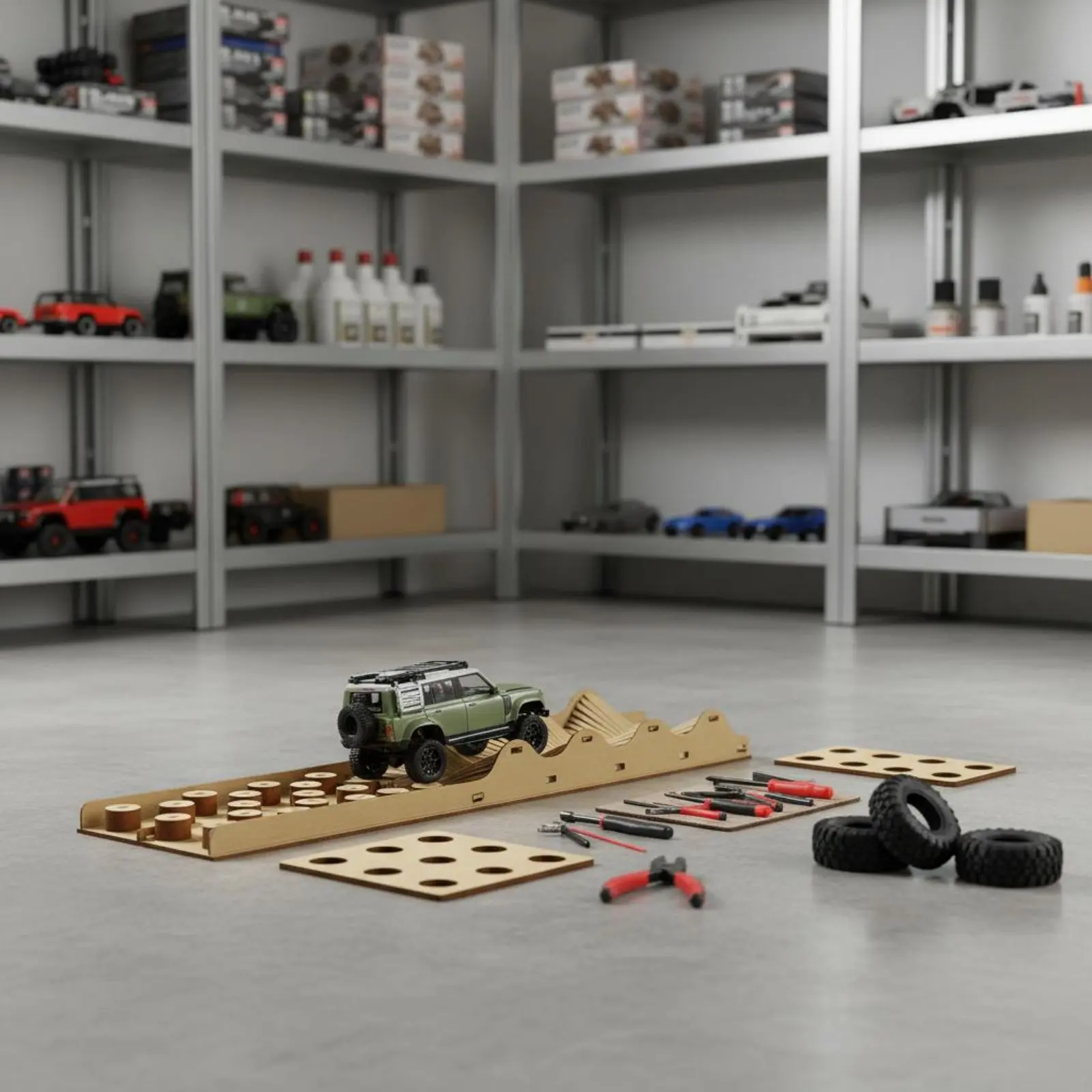 RC Car Obstacle Course Customizable Design 1/24 Scale Crawler Course Mini Crawler Ramp for Indoor