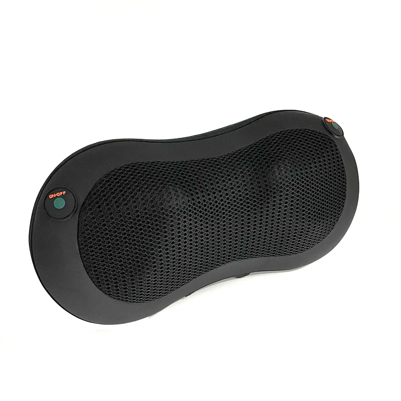 Peanut Heat Deep Tissue Kneading Back Massager Black Electric Neck Massage Pillow 2-Button Operation With 3 Speeds Control