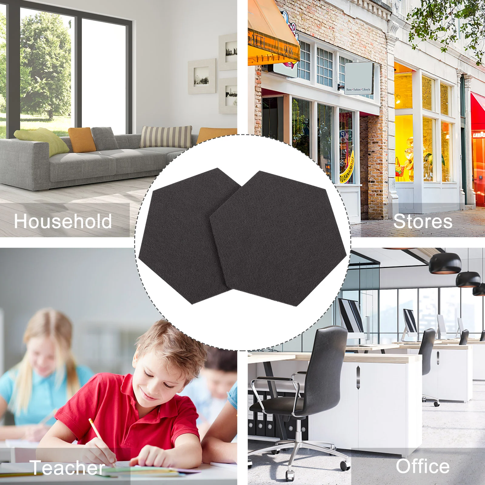 12 Pcs Cork Board Decor Felt Backdrop Wall Sticker Home Notice Bulletin Pin Hexagon Tile Plug Memo Office Child