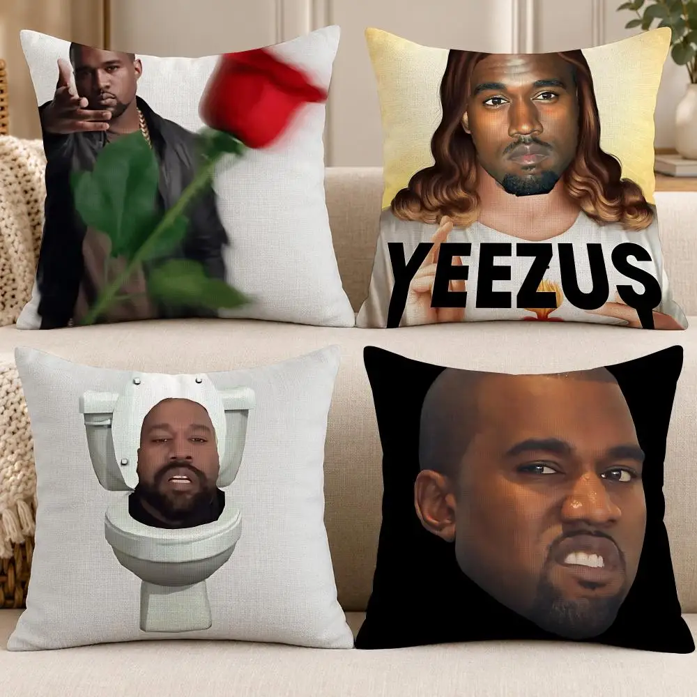 Rapper Hip Hop K-Kanye West Cushion Cover Soft Short Cover Washable Sofa Bed Dorm Garden Home Office Chair Decor