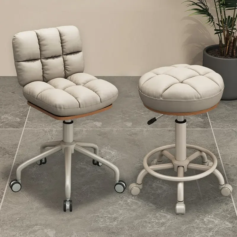 Simple Salon Stylist Chair Adjustable Height Swivel Stool with Backrest Comfortable Computer Chair Living Room Kitchen Bar Stool