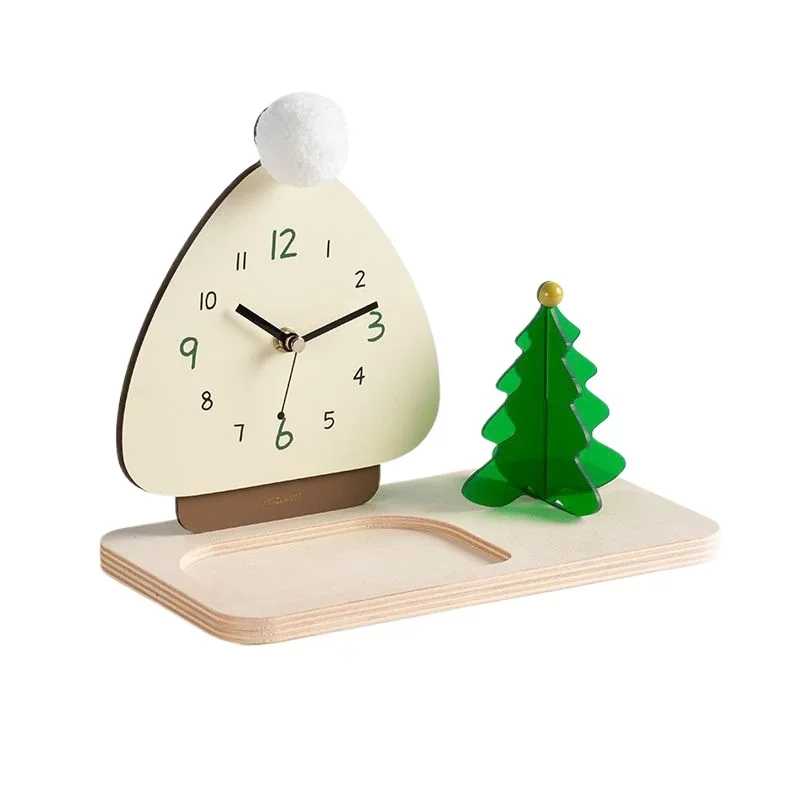 

Entrance Storage Clock Ornament Home Living Room Clock Tray Decoration Gifts