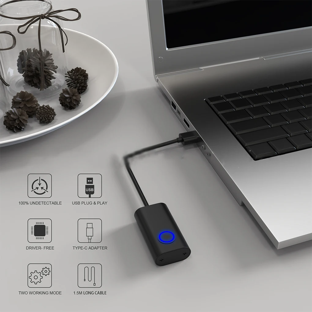 2 in1 Undetectable Mouse Drive-free Mover Anti-sleep Virtual Clickers Awake Simulator for Computer Awakening ON/OFF