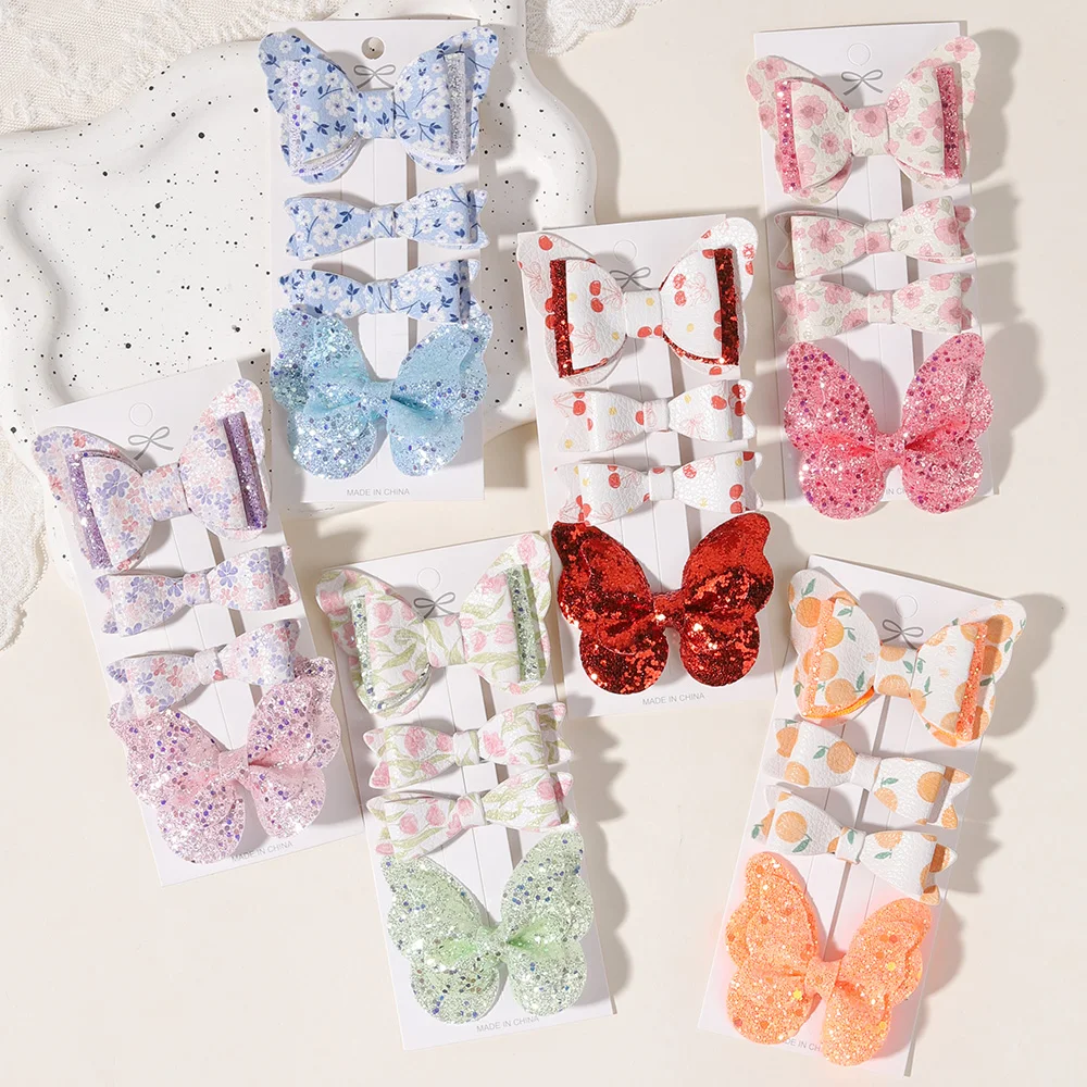 2/4/5 قطعة القوس لطيف طفل مشبك شعر مجموعة لطيف BB كليب فتاة صغيرة فراشة باريت موضة لطيف الأزهار البريق الطفل إكسسوارات الشعر