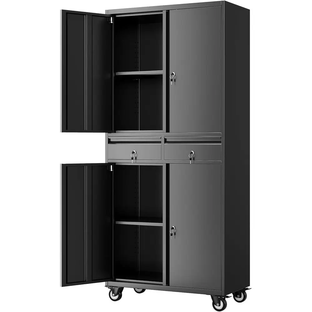 

Высокий металлический инструментальный шкаф на 73 ящика с замком, поворотный на 360 градусов ° Колесики, регулируемые полки и выдвижные ящики для гаража, дома или офиса